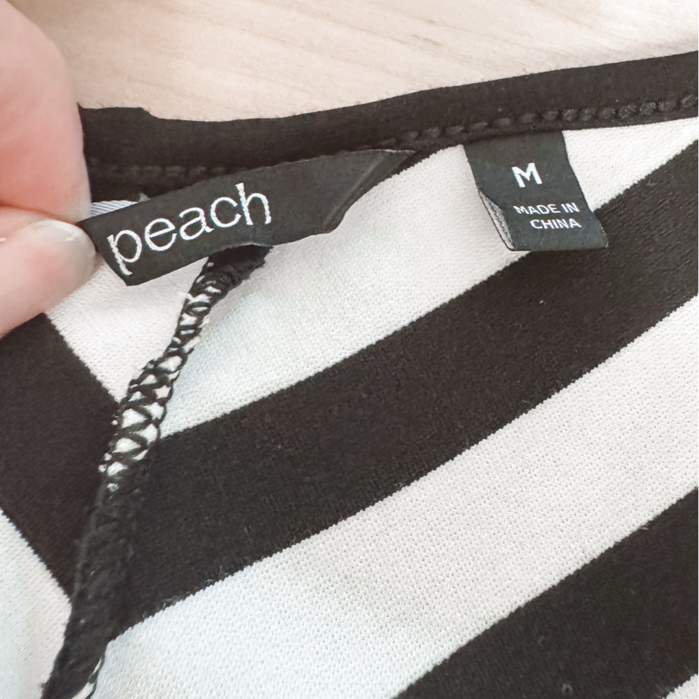 Peach Work Gym Play Kameo Striped Sleeveless Midi Dress Black and‎ White Medium - Picture 6 of 7